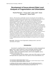 Development of Issue-relevant State Level Analyses of Fragmentation and Urbanization  Rachel Riemann