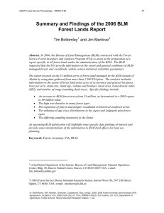 Summary and Findings of the 2006 BLM Forest Lands Report Tim Bottomley