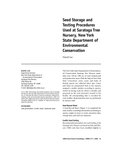 Seed Storage and Testing Procedures Used at Saratoga Tree Nursery, New York