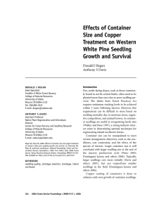 Effects of Container Size and Copper Treatment on Western White Pine Seedling
