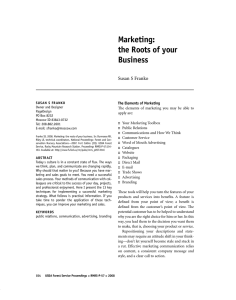 Marketing: the Roots of your Business Susan S Franko