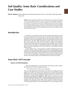 Soil Quality: Some Basic Considerations and Case Studies Dale W. Johnson,