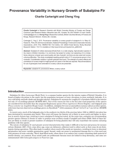 Provenance Variability in Nursery Growth of Subalpine Fir