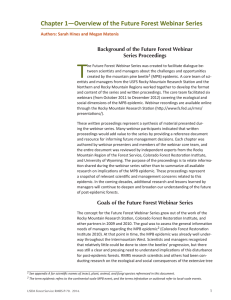 T Chapter 1—Overview of the Future Forest Webinar Series Series Proceedings