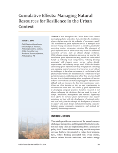 Cumulative Effects: Managing Natural Resources for Resilience in the Urban Context