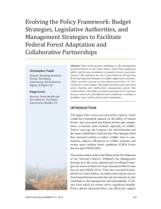 Evolving the Policy Framework: Budget Strategies, Legislative Authorities, and