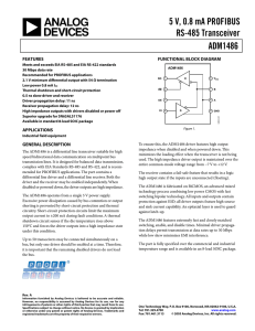 5 V, 0.8 mA PROFIBUS RS-485 Transceiver ADM1486