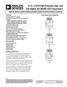 3.3 V, ±15 kV ESD-Protected, Half- and Full-Duplex, RS-485/RS-422 Transceivers ADM3070E/ADM3071E/ADM3072E/ADM3073E/ADM3074E/ADM3075E/ADM3076E/ADM3077E/ADM3078E FEATURES