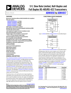 5 V, Slew Rate Limited, Half-Duplex and Full Duplex RS-485/RS-422 Transceivers  ADM4850