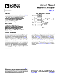Internally Trimmed Precision IC Multiplier AD534 Data Sheet
