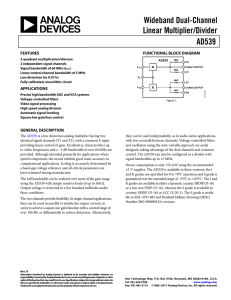 Wideband Dual-Channel Linear Multiplier/Divider AD539