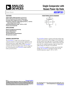 Single Comparator with Known Power-Up State ADCMP391 Data Sheet