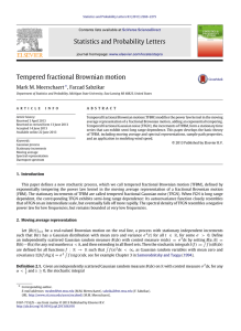 Statistics and Probability Letters Tempered fractional Brownian motion Mark M. Meerschaert