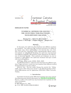 RESEARCH PAPER NUMERICAL METHODS FOR SOLVING THE MULTI-TERM TIME-FRACTIONAL WAVE-DIFFUSION EQUATION