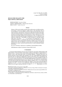 SPACE&ndash;TIME DUALITY FOR FRACTIONAL DIFFUSION