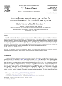 A second-order accurate numerical method for the two-dimensional fractional diﬀusion equation