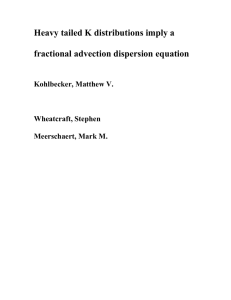 Heavy tailed K distributions imply a fractional advection dispersion equation