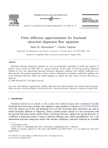 Finite di$erence approximations for fractional advection–dispersion &amp;ow equations Mark M.Meerschaert , Charles Tadjeran