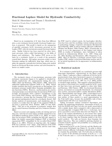 Fractional Laplace Model for Hydraulic Conductivity Fred J. Molz Silong Lu