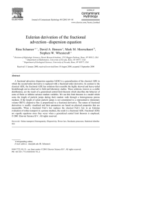 Eulerian derivation of the fractional advection–dispersion equation Rina Schumer , David A. Benson