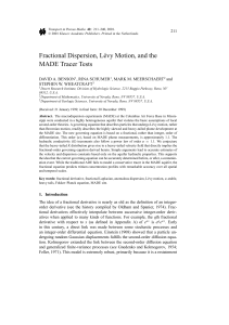Fractional Dispersion, Lévy Motion, and the MADE Tracer Tests 211 DAVID A. BENSON