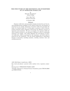 THE STRUCTURE OF THE EXPONENTS AND SYMMETRIES by Mark M. Meerschaert