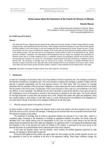 Some Issues about the Decisions of the Courts for Divorce in... Mediterranean Journal of Social Sciences Denada Shpuza MCSER Publishing, Rome-Italy