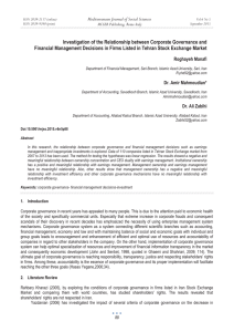 Investigation of the Relationship between Corporate Governance and