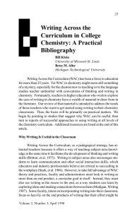 Writing Across the Curriculum in College Chemistry: A Practical Bibliography