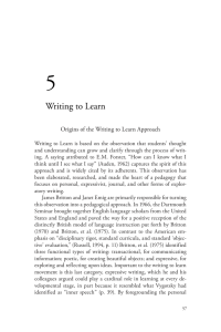 5 Writing to Learn Origins of the Writing to Learn Approach