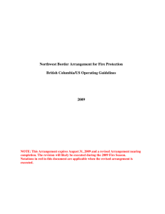 Northwest Border Arrangement for Fire Protection  British Columbia/US Operating Guidelines 2009