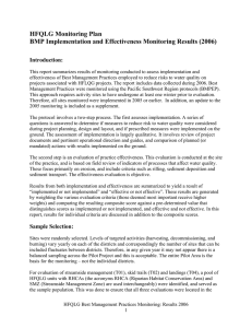 HFQLG Monitoring Plan BMP Implementation and Effectiveness Monitoring Results (2006) Introduction: