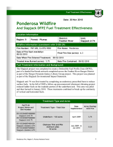 Ponderosa Wildfire And Slapjack DFPZ Fuel Treatment Effectiveness  Date: 30 Nov 2010