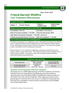 Friend-Darnell Wildfire Fuel Treatment Effectiveness  Date: 30 Nov 2010
