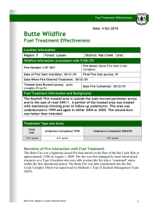 Butte Wildfire Fuel Treatment Effectiveness  Date: 4 Oct 2010