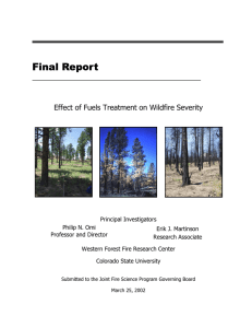 Final Report Effect of Fuels Treatment on Wildfire Severity