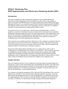 HFQLG Monitoring Plan BMP Implementation and Effectiveness Monitoring Results (2007) Introduction: