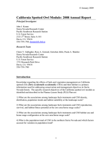 California Spotted Owl Module: 2008 Annual Report