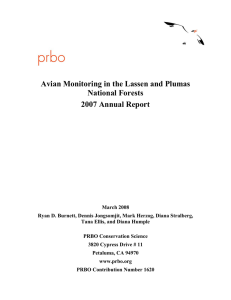 Avian Monitoring in the Lassen and Plumas National Forests 2007 Annual Report