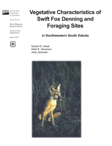 Vegetative Characteristics of Swift Fox Denning and Foraging Sites in Southwestern South Dakota