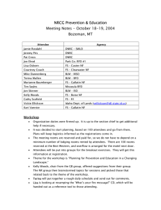 NRCG Prevention &amp; Education Meeting Notes - October 18-19, 2004 Bozeman, MT