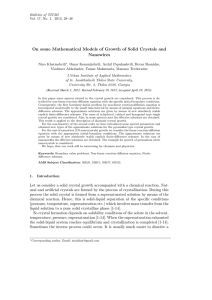 On some Mathematical Models of Growth of Solid Crystals and Nanowires
