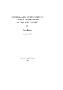 SOME REMARKS ON MR. WALTON’S APPENDIX CONCERNING MOTION AND VELOCITY By