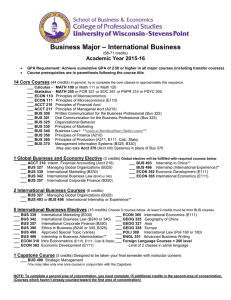 – International Business Business Major Academic Year 2015-16