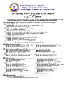 Economics Major: Business Econ Option  Academic Year 2015-16