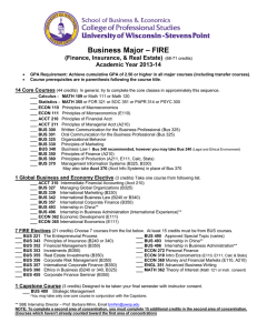 Business Major – FIRE (Finance, Insurance, &amp; Real Estate) Academic Year 2013-14