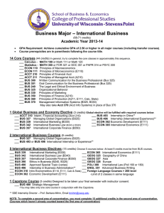 Business Major – International Business Academic Year 2013-14