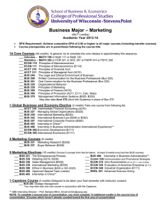 Business Major – Marketing Academic Year 2013-14