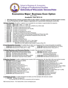 Economics Major: Business Econ Option  Academic Year 2013-14