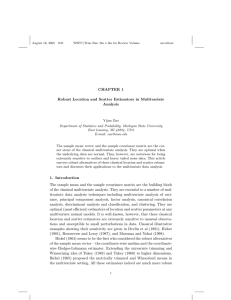 CHAPTER 1 Robust Location and Scatter Estimators in Multivariate Analysis